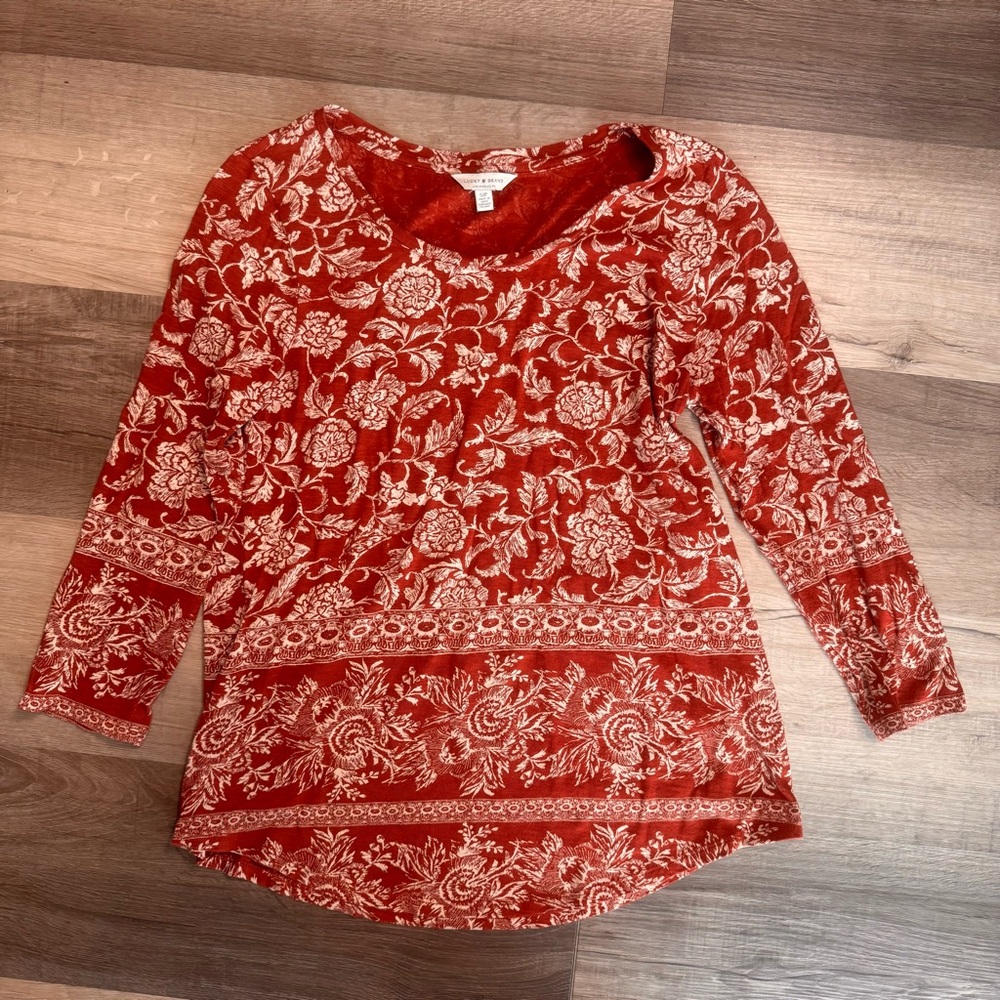 LUCKY BRAND 3/4 sleeve patterned top